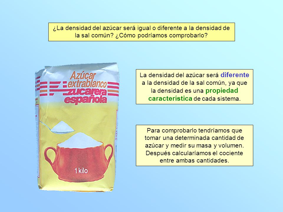 Densidad del azucar